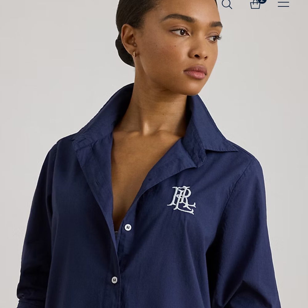 Ralph Lauren Navy blouse or cover up - Picture 3 of 10
